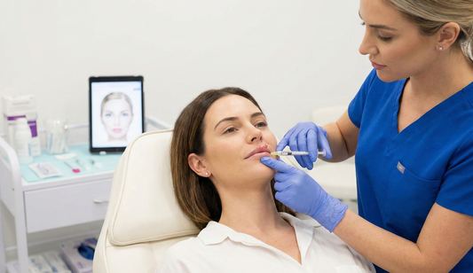  a girl getting a lip flip procedure